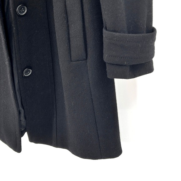 J Crew Black Wool Lady Day Coat Women's Midi Fit & Flare Pleated A-Line Size 8 - Picture 6 of 9
